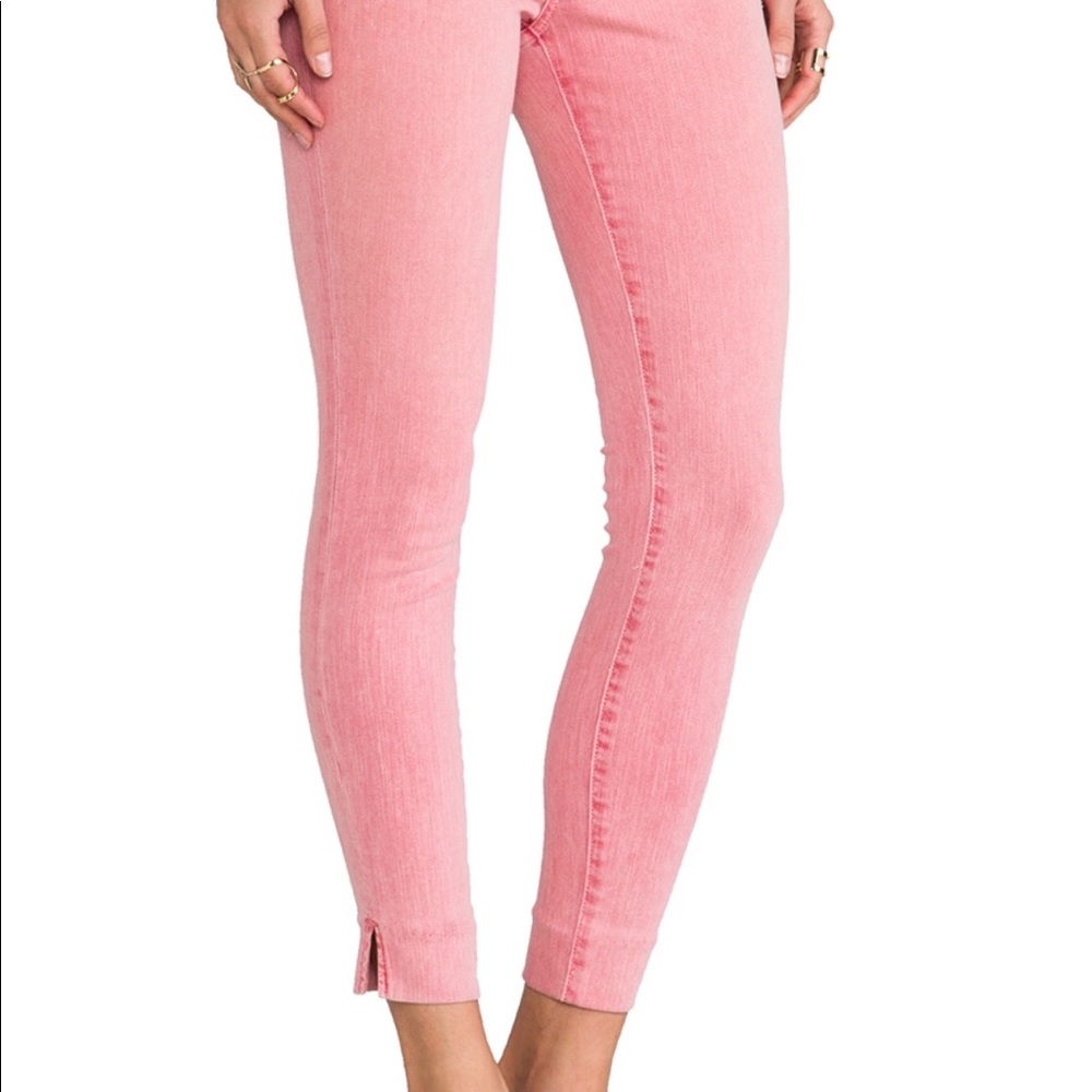 Current Elliott faded red stiletto jeans